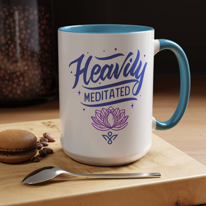 Heavily Meditated Lotus - Accent Coffee Mug (11, 15 oz) - Double sided design - 3 colors 🩷🩵🖤