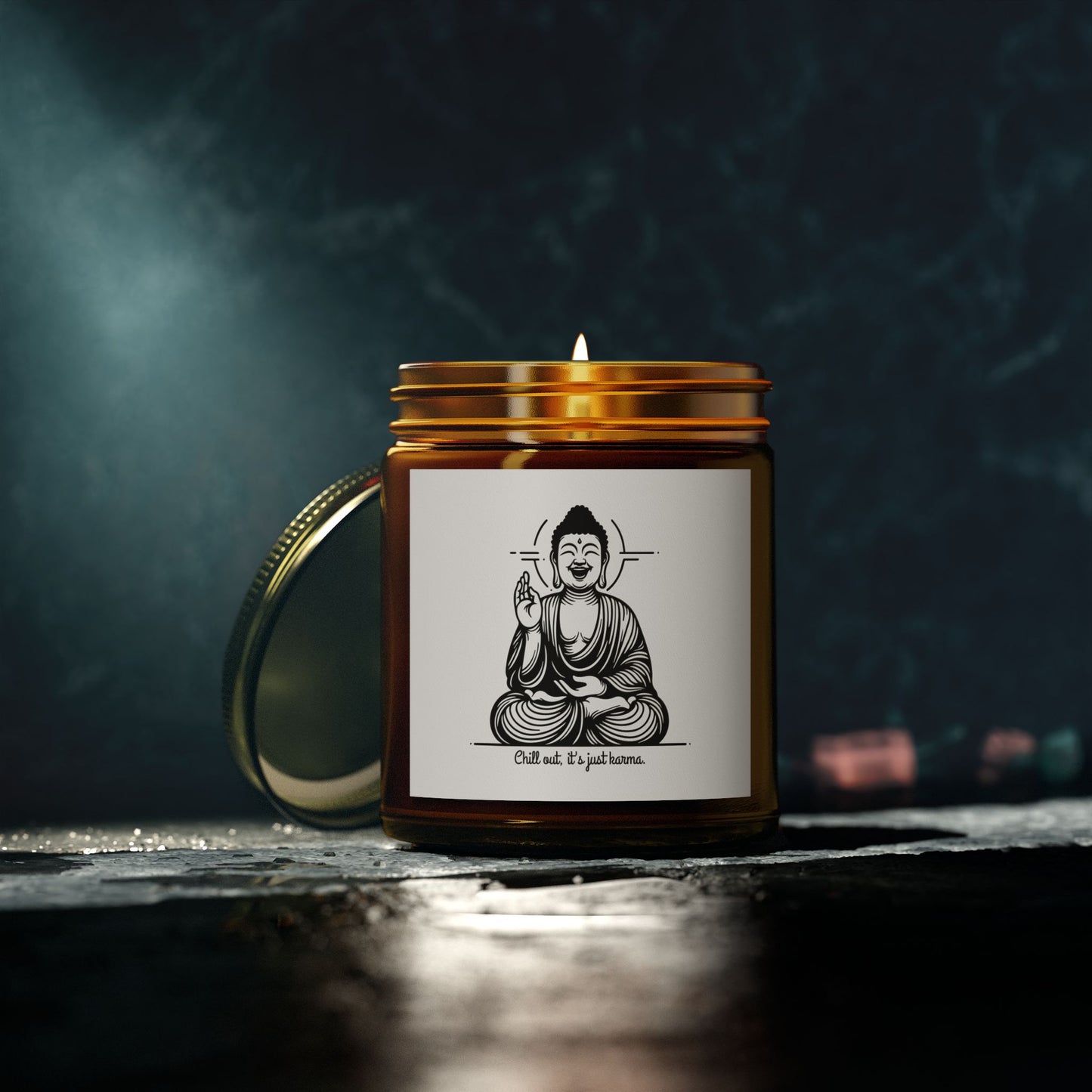 Chill out, it's just karma Buddha - Scented Candle Coconut Apricot Wax