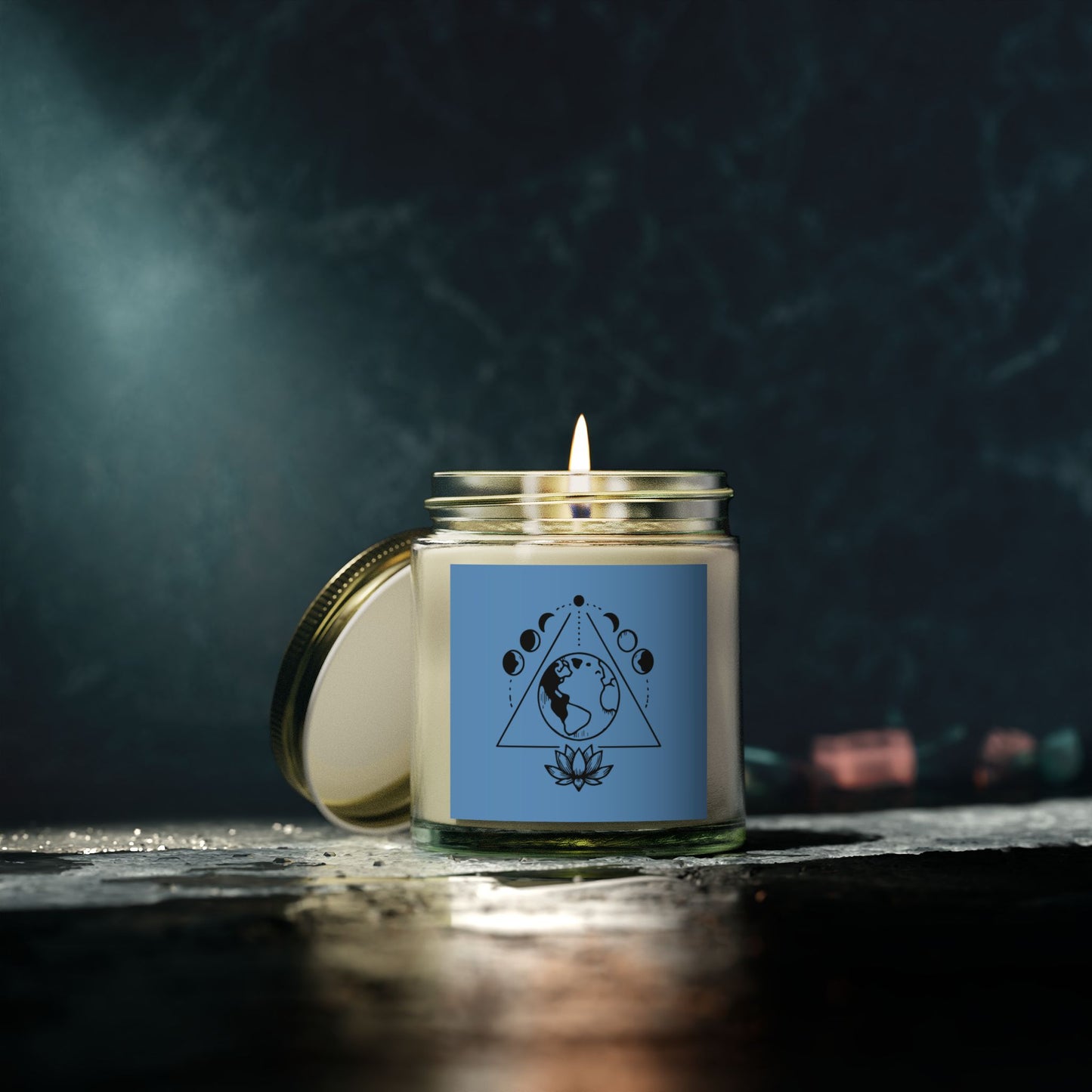 Triangle Moon Phase & Lotus - Scented Candle Coconut Apricot Wax