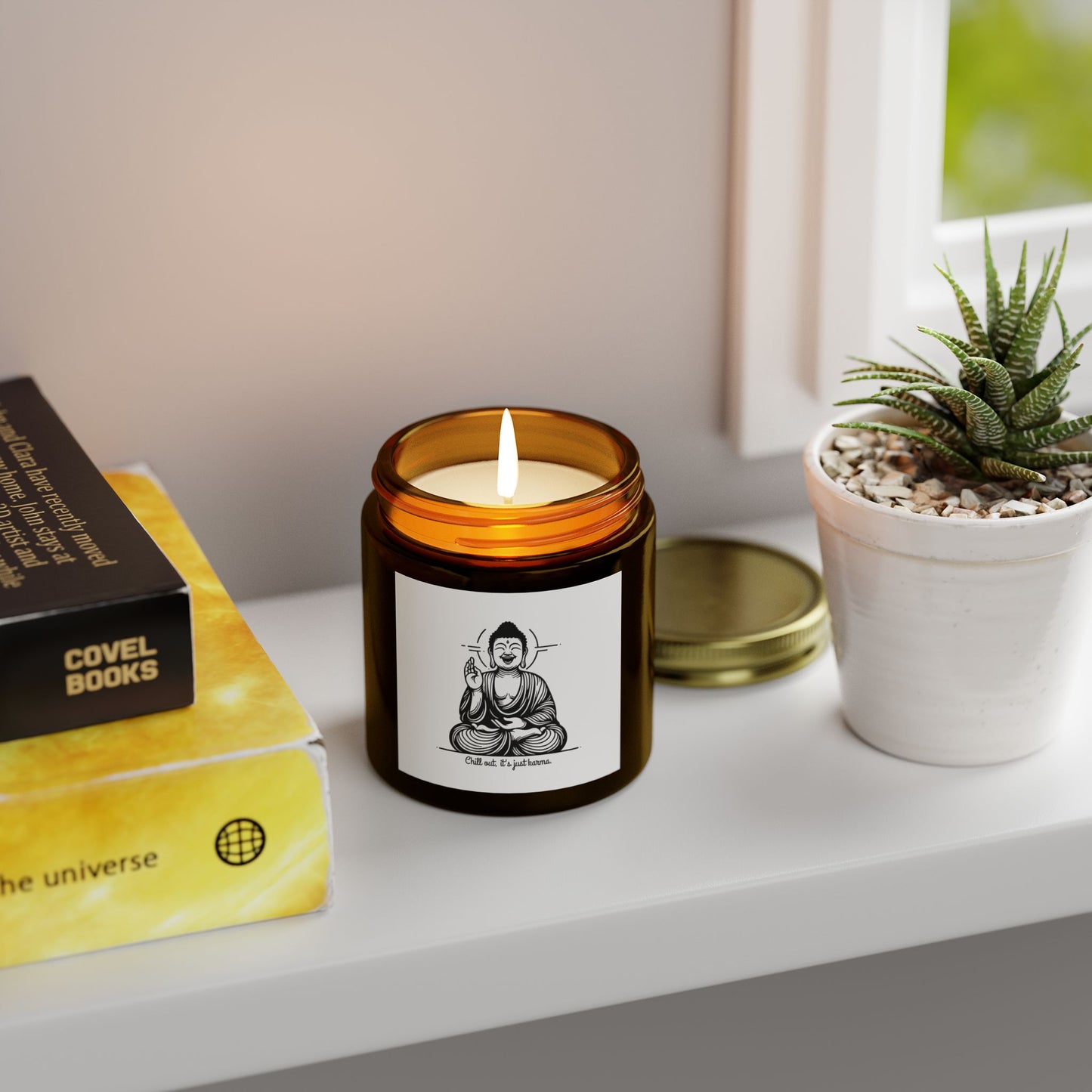 Chill out, it's just karma Buddha - Scented Candle Coconut Apricot Wax