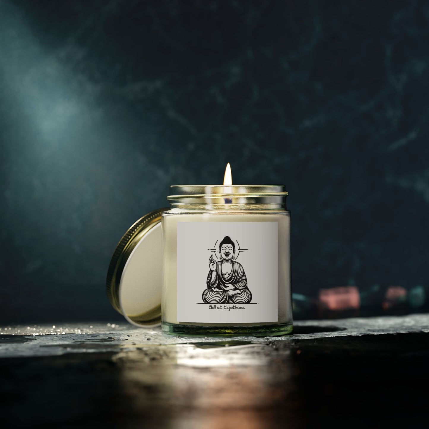 Chill out, it's just karma Buddha - Scented Candle Coconut Apricot Wax