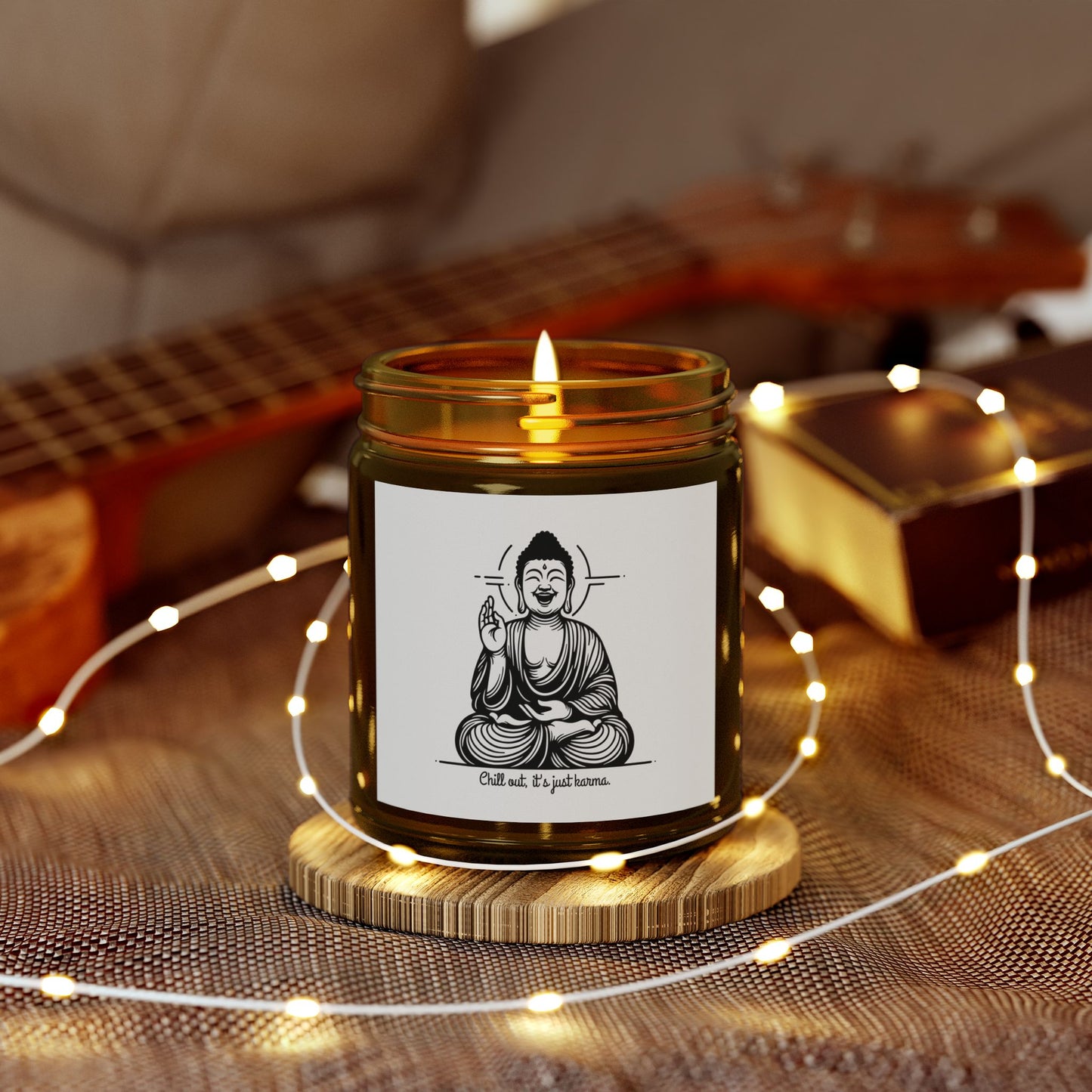 Chill out, it's just karma Buddha - Scented Candle Coconut Apricot Wax