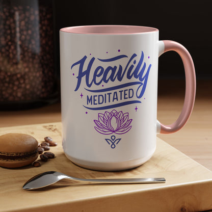 Heavily Meditated Lotus - Accent Coffee Mug (11, 15 oz) - Double sided design - 3 colors 🩷🩵🖤