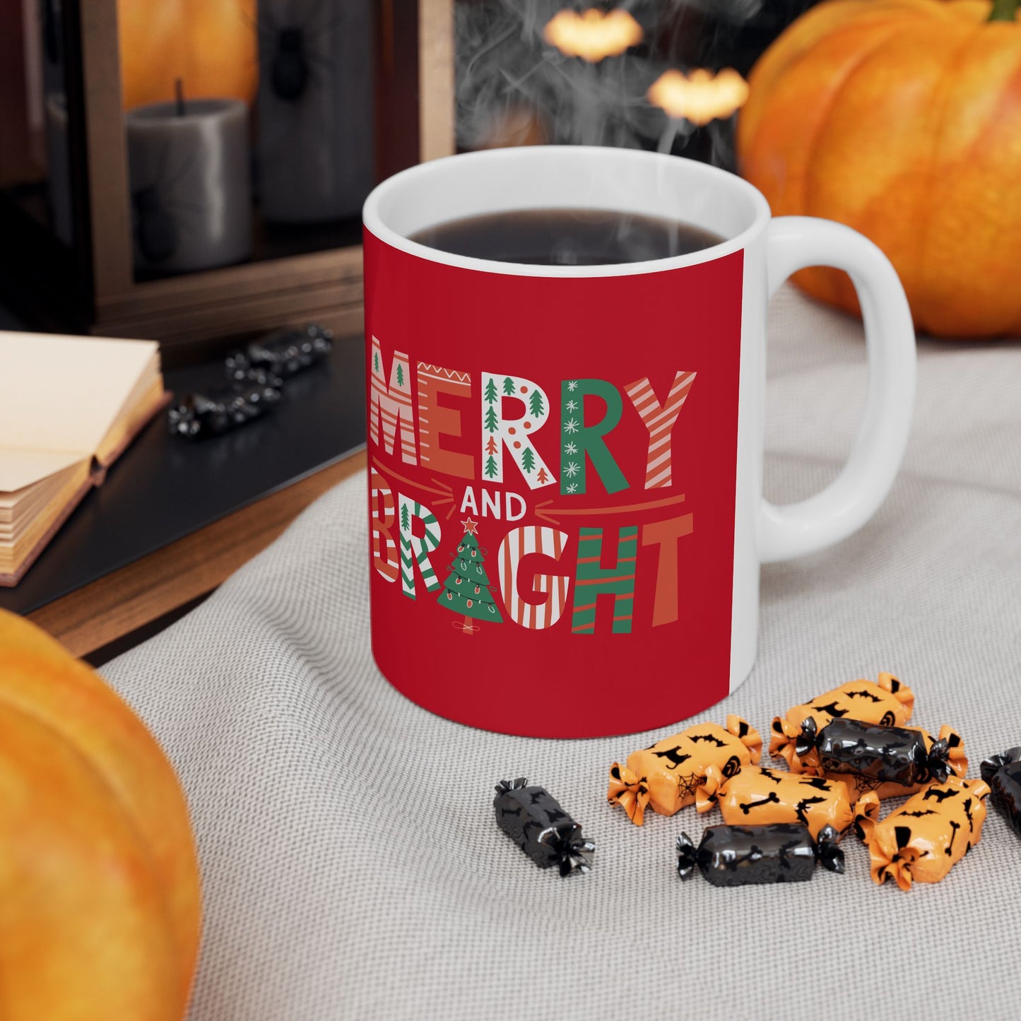 MERRY and BRIGHT - Christmas ✨🎄🎅 Ceramic Mug (11, 15 oz) - Double sided design