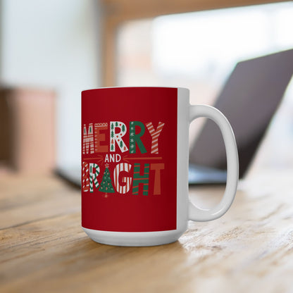 MERRY and BRIGHT - Christmas ✨🎄🎅 Ceramic Mug (11, 15 oz) - Double sided design