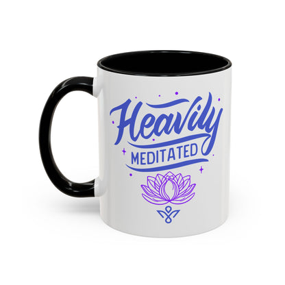 Heavily Meditated Lotus - Accent Coffee Mug (11, 15 oz) - Double sided design - 3 colors 🩷🩵🖤