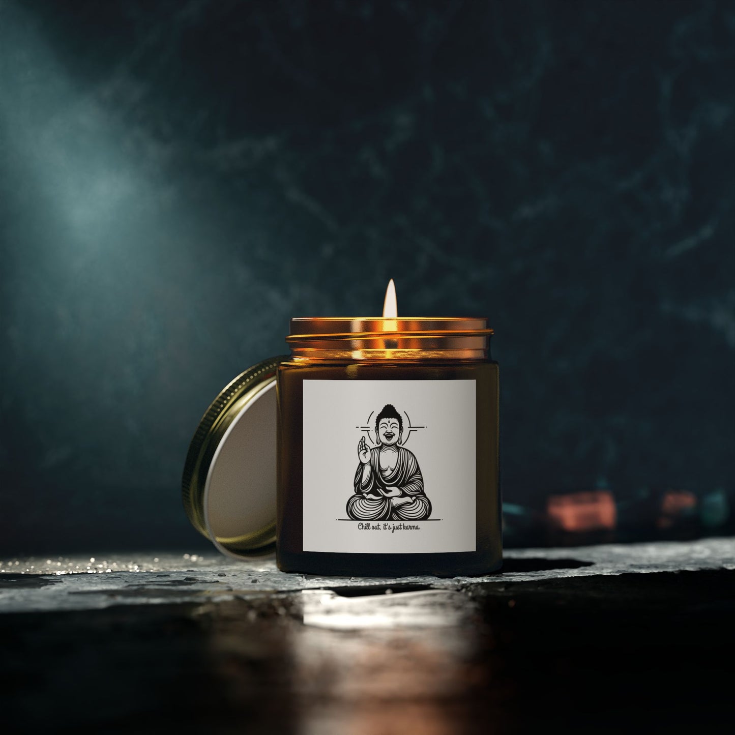 Chill out, it's just karma Buddha - Scented Candle Coconut Apricot Wax