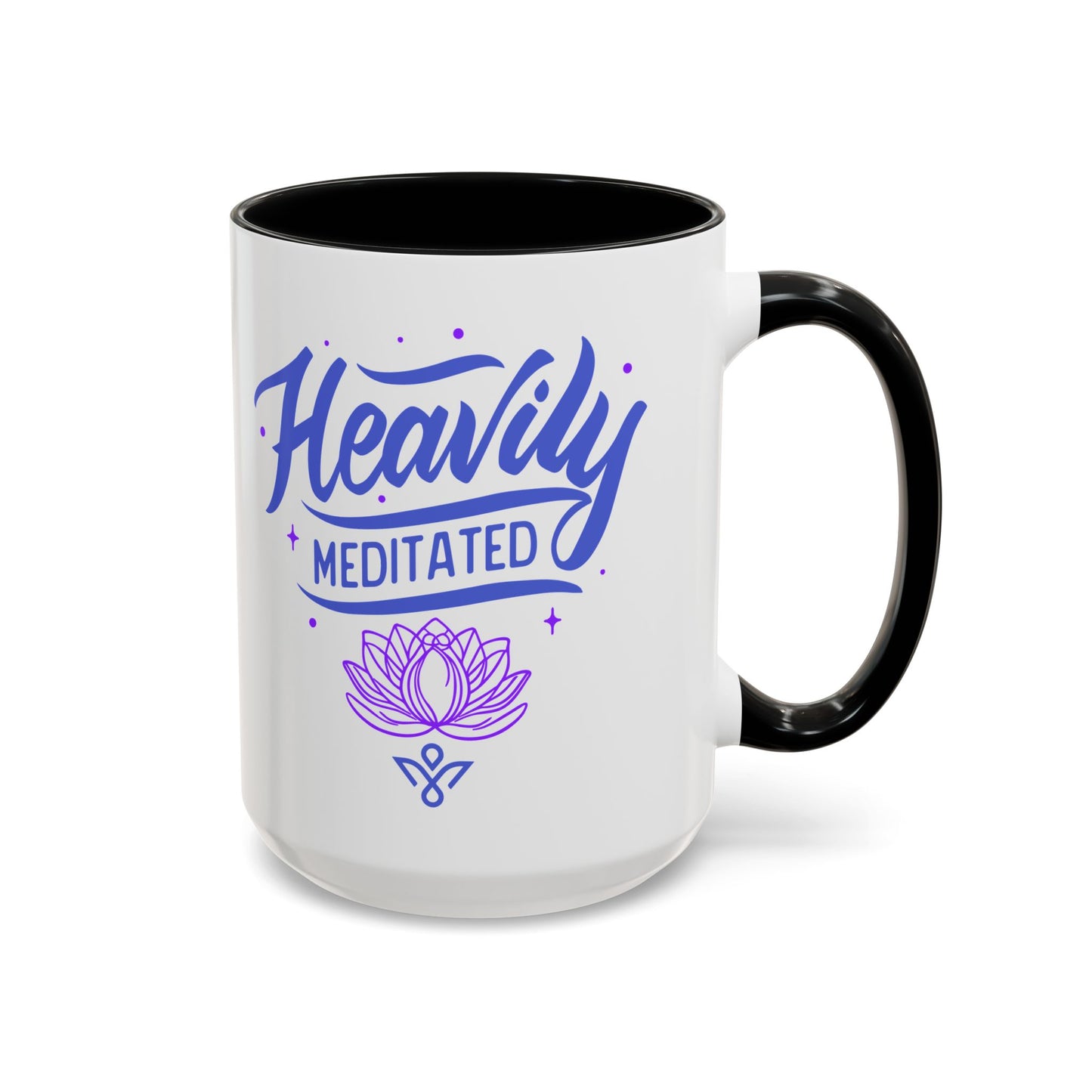 Heavily Meditated Lotus - Accent Coffee Mug (11, 15 oz) - Double sided design - 3 colors 🩷🩵🖤