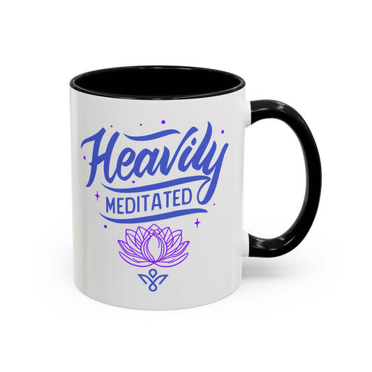 Heavily Meditated Lotus - Accent Coffee Mug (11, 15 oz) - Double sided design - 3 colors 🩷🩵🖤