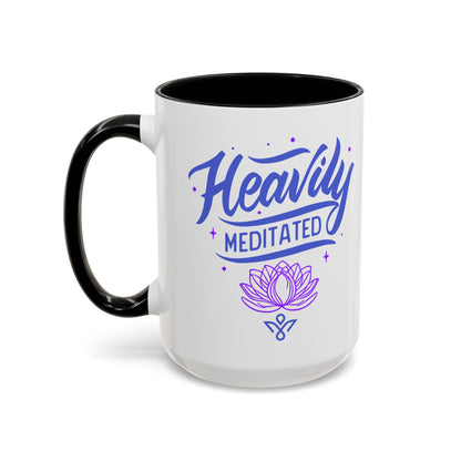 Heavily Meditated Lotus - Accent Coffee Mug (11, 15 oz) - Double sided design - 3 colors 🩷🩵🖤