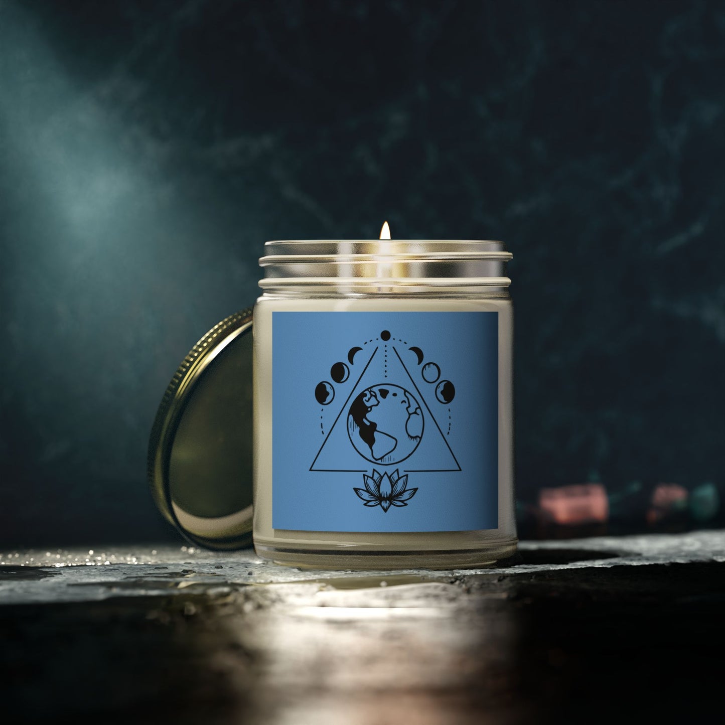 Triangle Moon Phase & Lotus - Scented Candle Coconut Apricot Wax