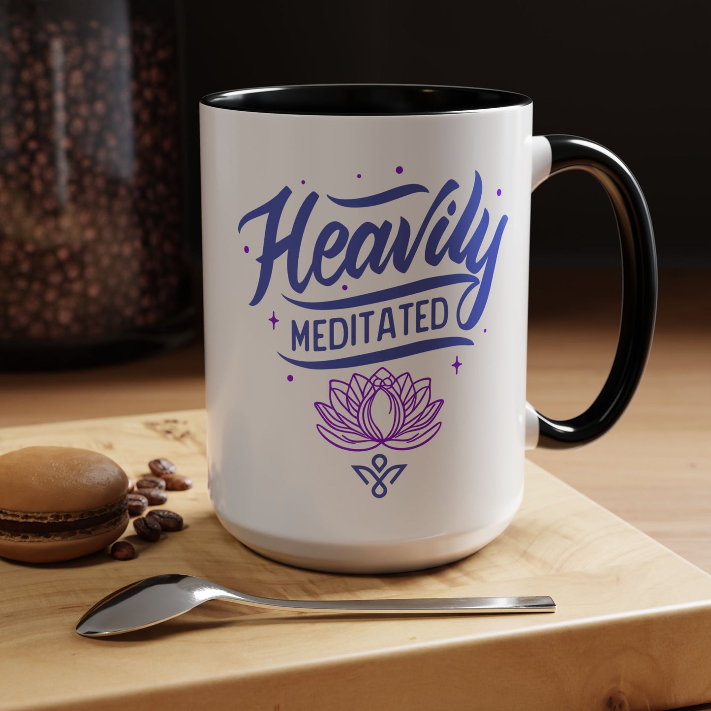 Heavily Meditated Lotus - Accent Coffee Mug (11, 15 oz) - Double sided design - 3 colors 🩷🩵🖤