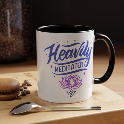 Heavily Meditated Lotus - Accent Coffee Mug (11, 15 oz) - Double sided design - 3 colors 🩷🩵🖤