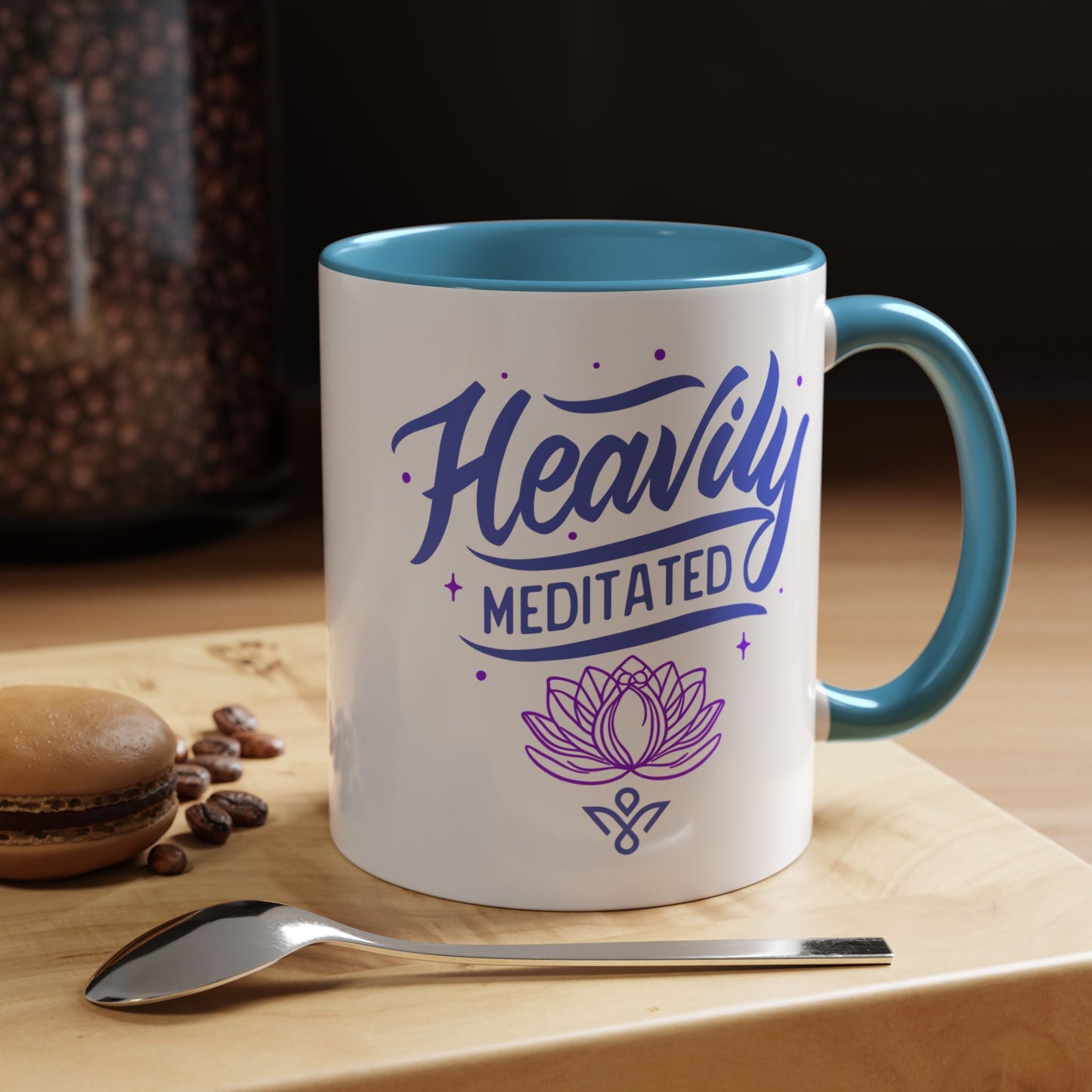 Heavily Meditated Lotus - Accent Coffee Mug (11, 15 oz) - Double sided design - 3 colors 🩷🩵🖤